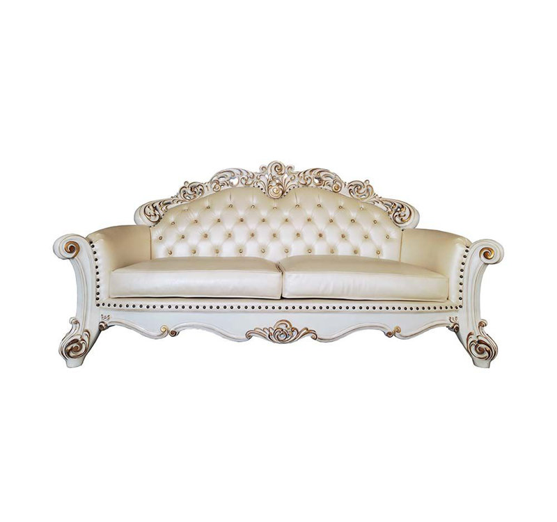 Haslet Rolled Arm Sofa, White, Antique Pearl, 52" H x 96" W x 42" D