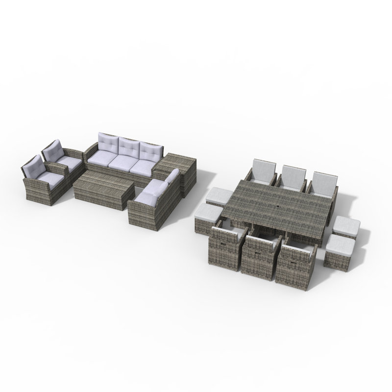 Cristopher 17-Person Seating Group with Cushions, Gray