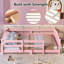 Lit double Montessori avec lattes et barrières de sécurité, lit pour enfants en bois massif, sans porte, facile à assembler, rose-506133020-506133021