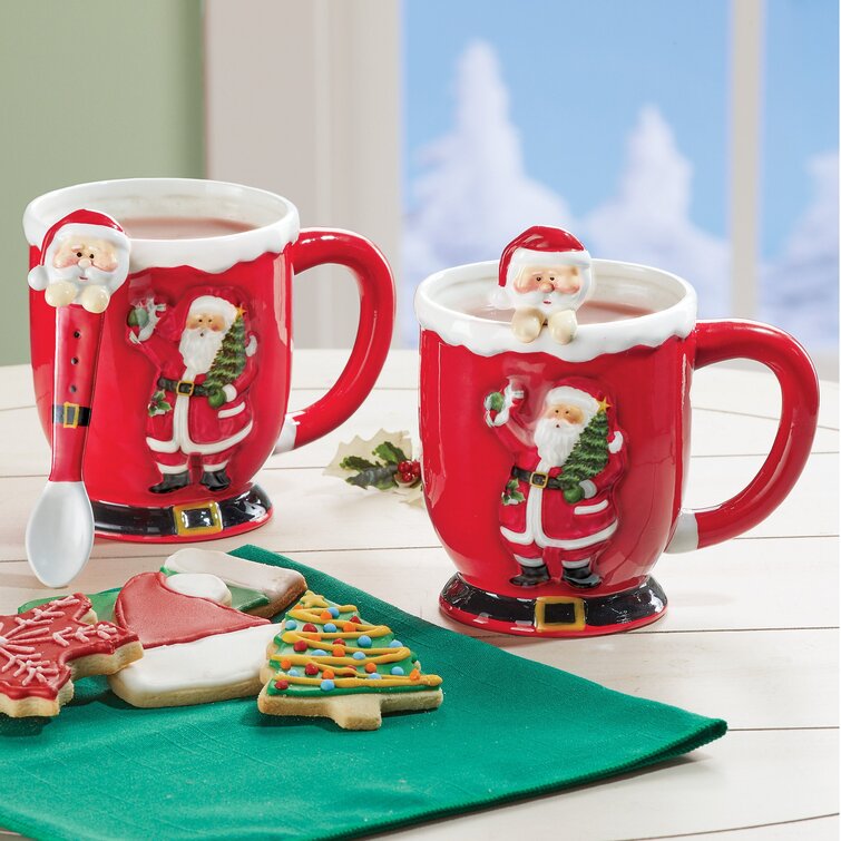Gibson Home Holiday Santa 15 Oz. Funky Shape Mug, Glasses & Drinkware, Household
