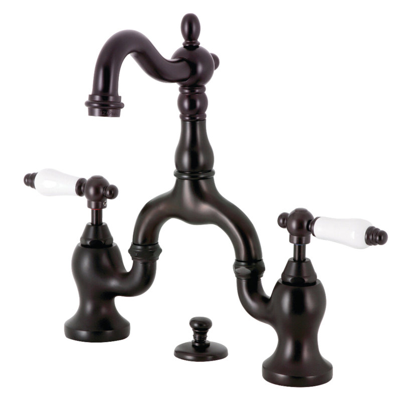 Robinet de salle de bain à large entraxe avec bonde, Bronze huilé