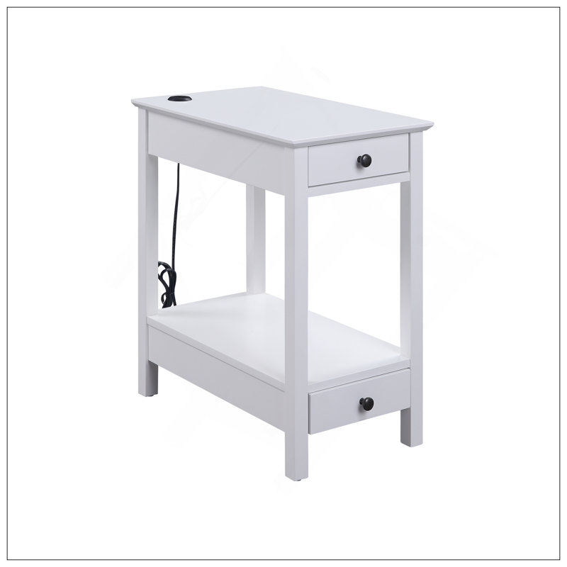 Byzad White Finish Accent Table W/USB