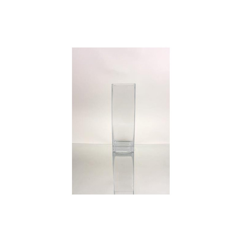 Vase carré en verre, H 12 po x l 4 po x p 4 po