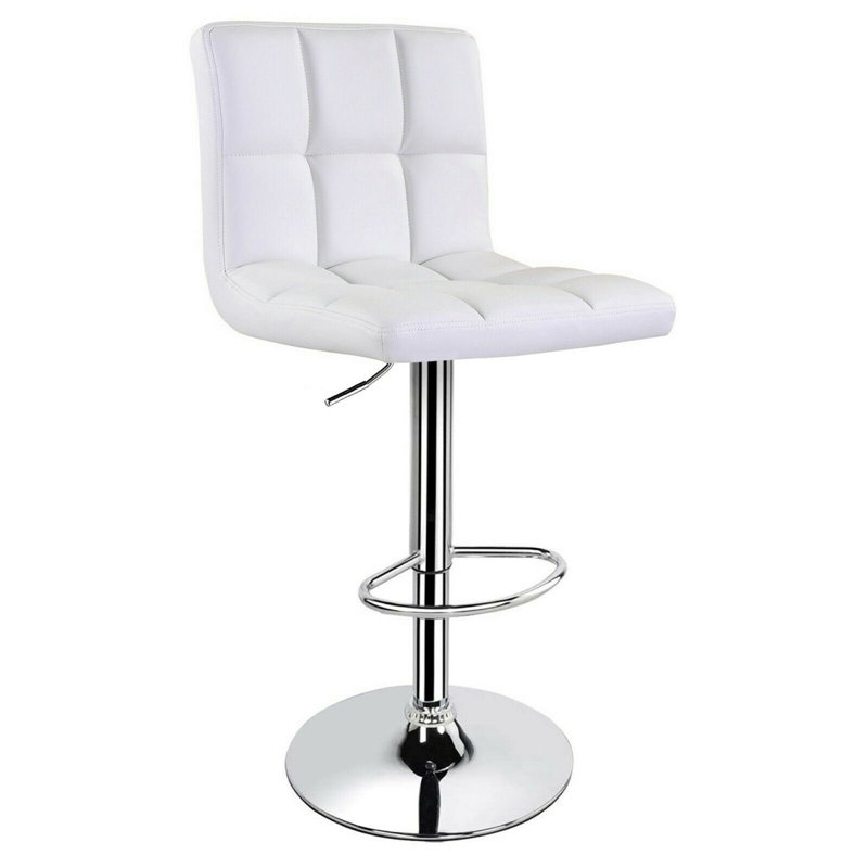 Genaladale Swivel Upholstered Adjustable Height Counter Stool with Metal Frame, White