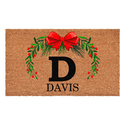 Paillasson couronne de Noël personnalisé, lettre D