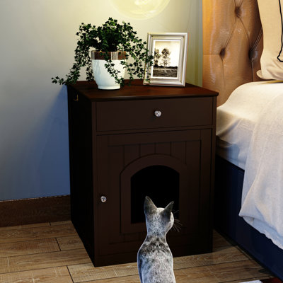 Sanjuan Cat Litter Box Enclosure With Drawer Wooden Pet House Brown