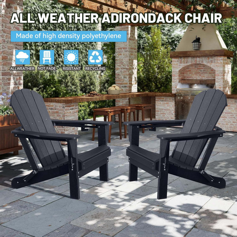 Adirondack Chairs Set Of 2, Black