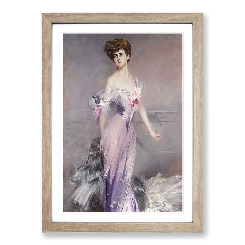 Portrait of Mrs Howard-Johnstone by Giovanni Boldini - Picture Frame Painting, 65cm H x 48cm W x 2cm D, Oak Framed