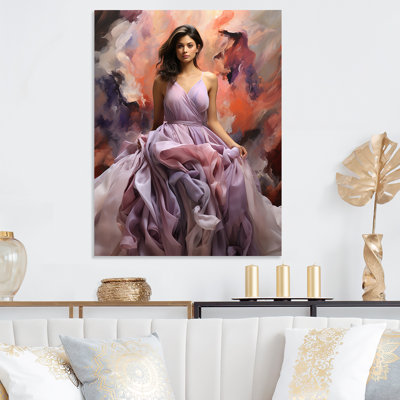 Purple Fashion Woman Ethereal Elegance Runway I - Fashion Metal Wall Art