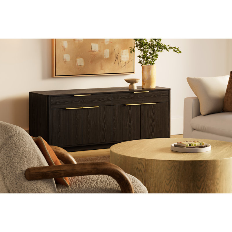Tahani 2-Drawer Wood TV Stand, Medium Oak