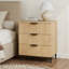 Ensemble de 2 tables de chevet modernes en bois cannelé avec 3 tiroirs, l 25,6 po x P 13,8 po x H 29,5 po, naturel-132144093