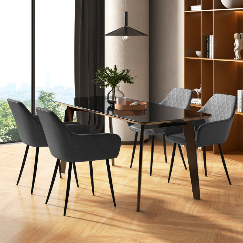 Chaises d'appoint rembourrées avec dossier incurvé Leisure, Gris, 4