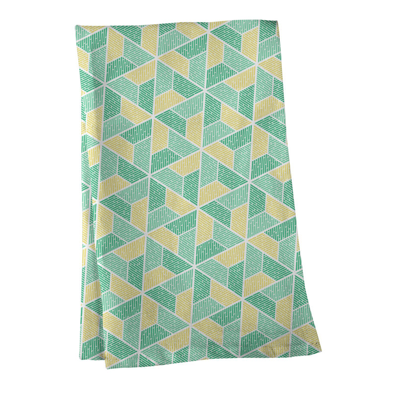 Mcguinness Tea Towel Kitchen Towel, Poly Twill, Green/Yellow