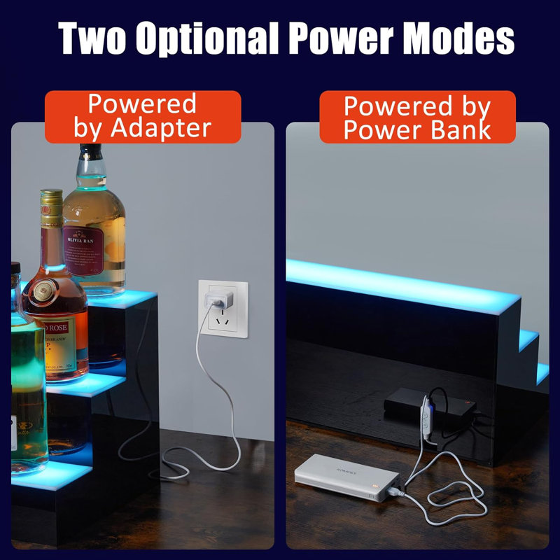 LED Liquor Bottle Display Shelf, Bottle Display Shelf Bar Shelves with Remote & App Control, 16 Colours, 4 Music Modes