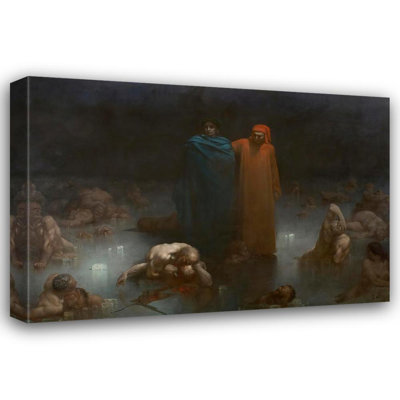 "Dante and Virgil in the Ninth Circle of Hell" by  Gustave Doré - Gallery Wrap Canvas Wall Art