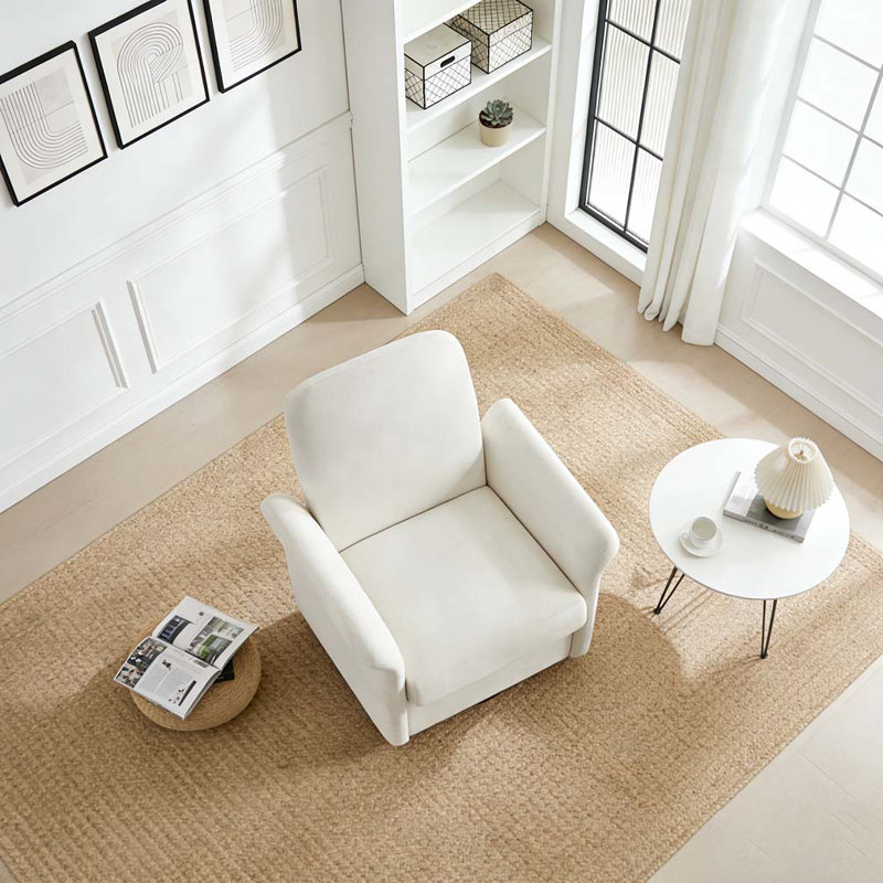 Fauteuil d'appoint pivotant avec base en bois