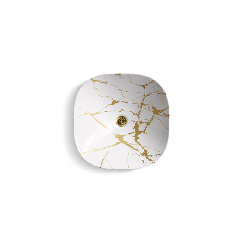 Aureus 16-3/4-Insquare Semi-Recessed Vessel Bathroom Sink, No Overflow