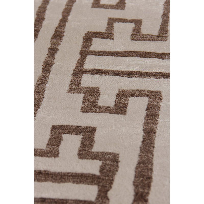 Bamboo Silk Wool Geometric Area Rug, Rectangle 6' x 9'
