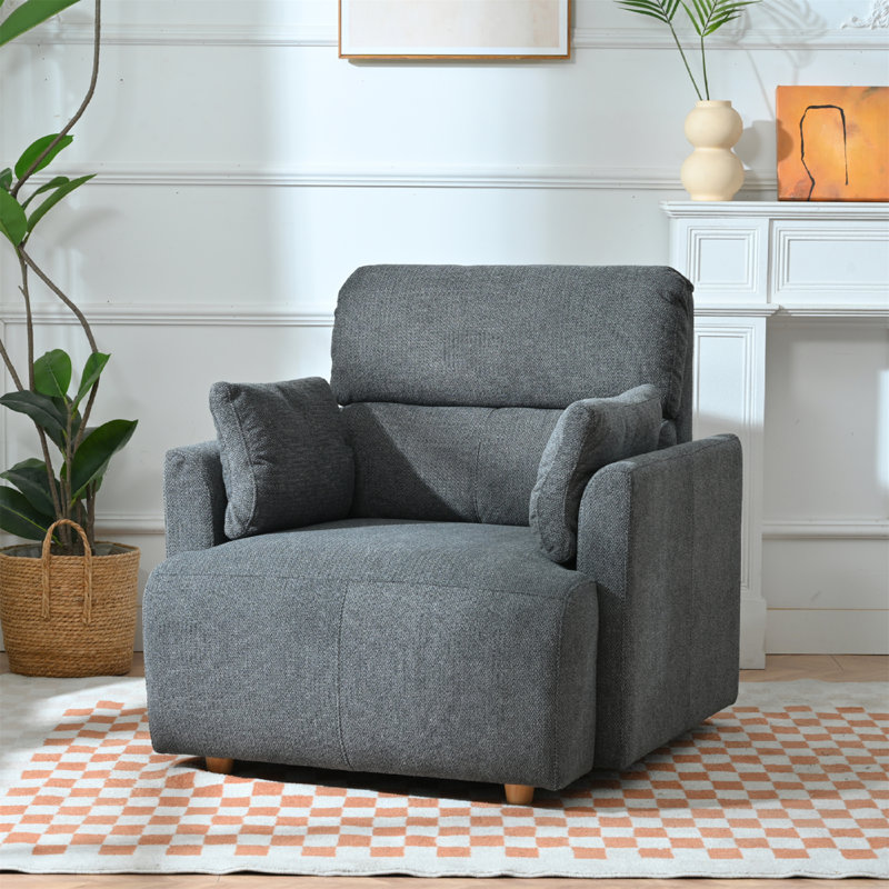 Fauteuils d'appoint surdimensionnés avec pouf de rangement, fauteuil lounge moderne à structure en bois