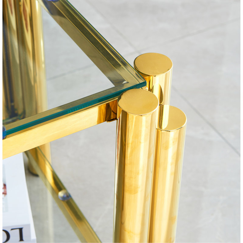Square End Table, Gold