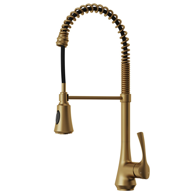 Commercial-Style 2-Function Pull-Down Single-Handle Kitchen Faucet, Brushed Gold