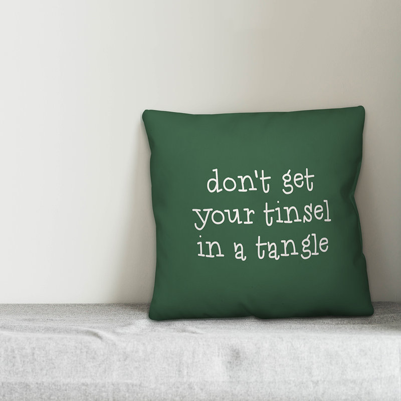  Coussin décoratif «Don't Get Your Tinsel in a Tangle», 16 po x 1 po, Housse de coussin seulement - Insert