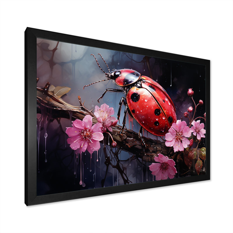 Botanical Landybug Harmony IV, Cadre simple noir, H 24 po x l 32 po x P 1 po