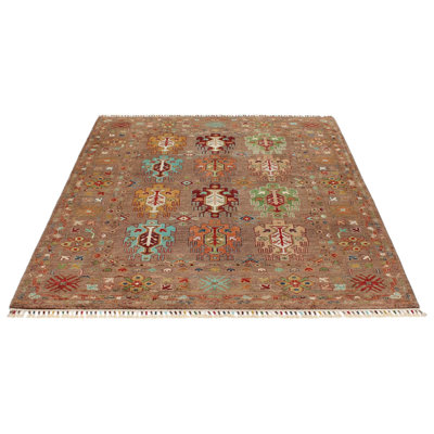 5x7 Brown and Dark Brown Turkish Tribal Rug