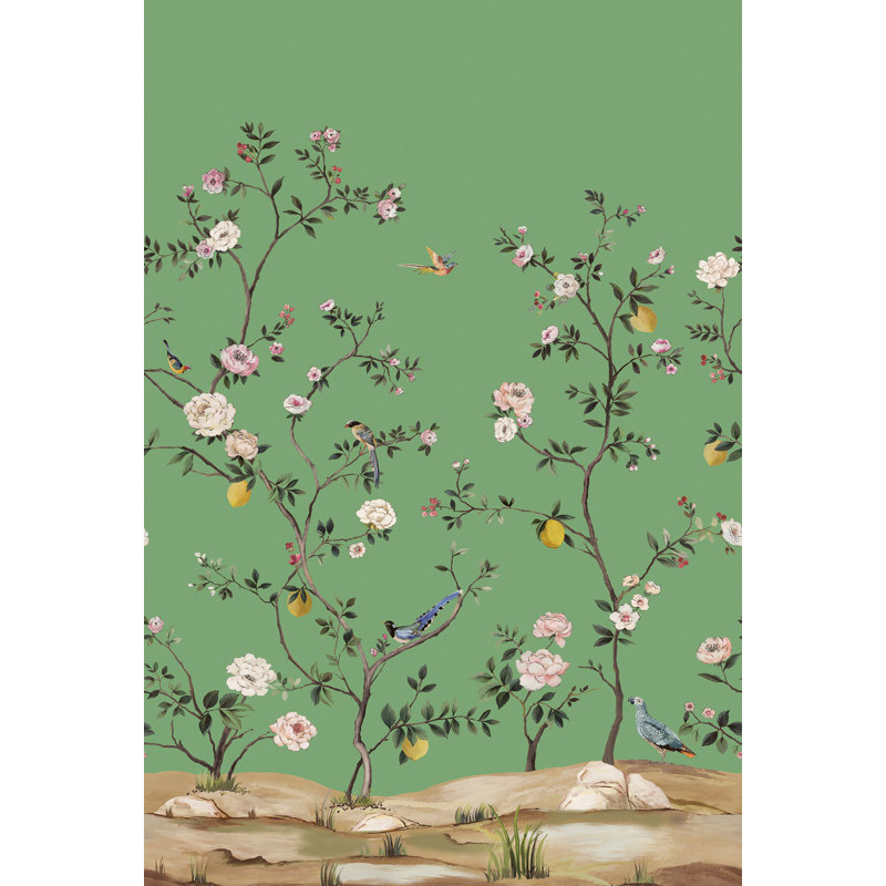 Seabrook Designs Blossom Nonwoven Unpasted Wall Mural, Emerald