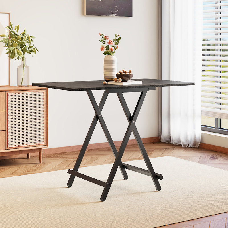 Krystine Rectangular Dining Table with Iron Base, Black