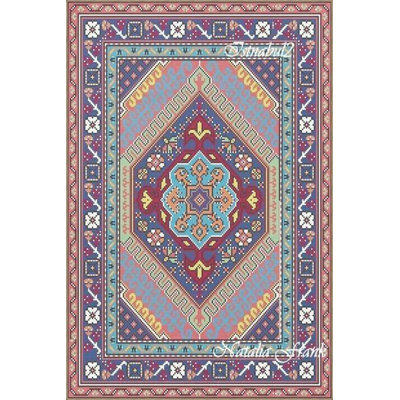 Multicolored Traditional Motif Patterned Vintage Decorative Carpet