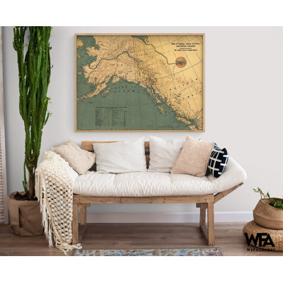Alaska, territoire du Yukon et Colombie-Britannique, montrant les connexions du col blanc et de la route du Yukon 19, impression de carte ancienne, décor de bureau rustique