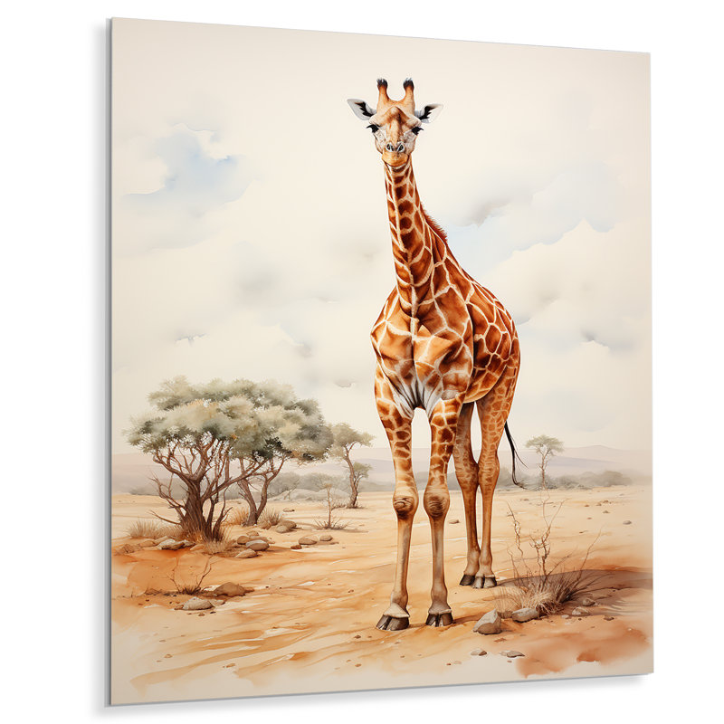 Décoration murale en métal girafe brune brune et africaine - Visions d'Afrique, H 20 po x l 12 po x P 1 po