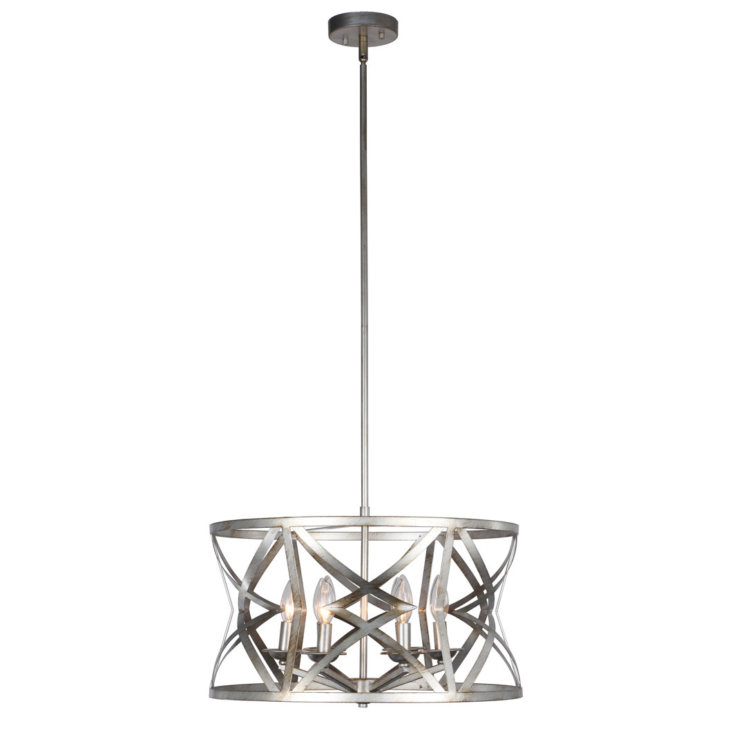 Geraldo 5 - Light Dimmable Drum Chandelier Rosalind Wheeler Shade 