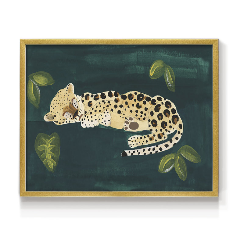 Léopard léthargique II - reproduction encadrée - réarmable, H 8 po x l 10 po, Or