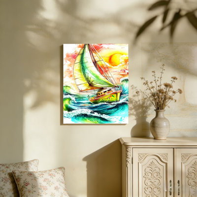 Art mural en toile orange orange et bleu avec toile de fond 36 "x 24"