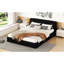 Grand lit plateforme tapissier, noir - attrait moderne pour la construction d'un lit avec support à lattes-749402293