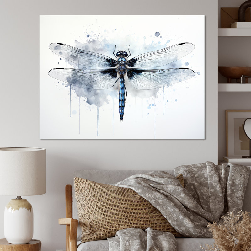 Libellule élégance I - Art mural libellule, H 30 po x l 40 po x P 1,5 po, Toile tendue