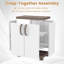 Armoire de rangement, buffet autoportant avec 2 portes et tablettes brun et blanc-129961288