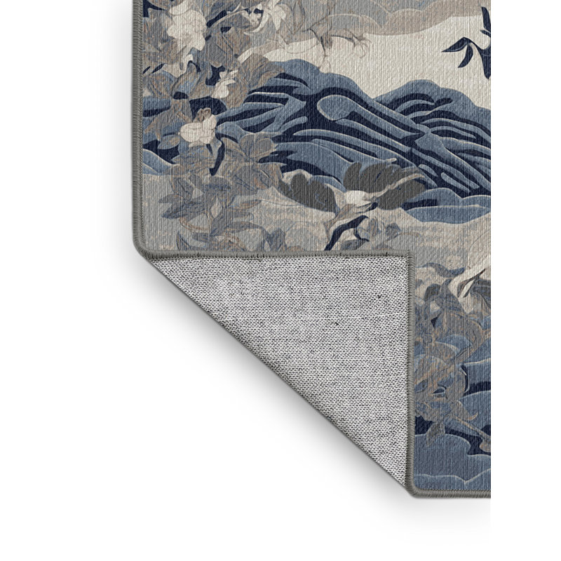 Machine Washable Gray Area Rug, Square 3'