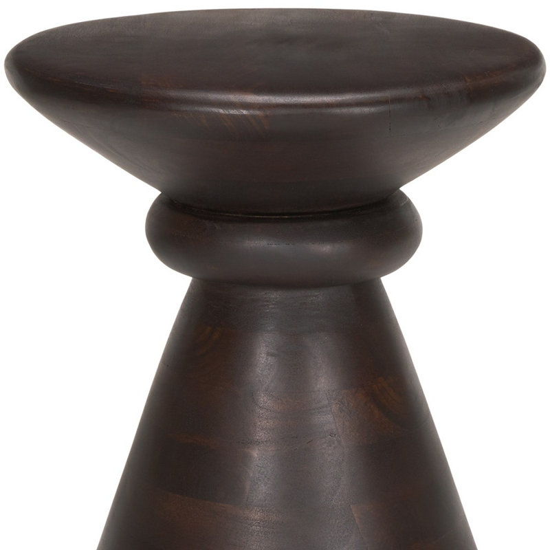  Transitional 18" Dark Brown Solid Wood Pedestal End Table