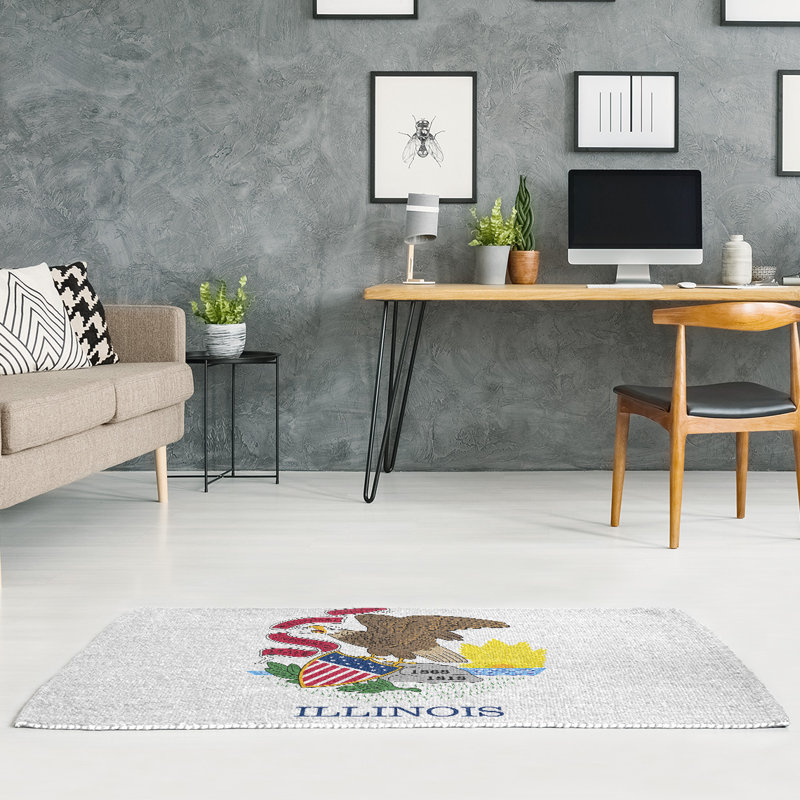 Tapis blanc cassé en chenille illinois flag, Rectangle 3 pi x 5 pi
