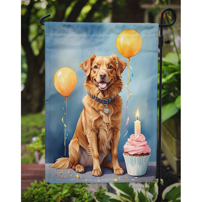 Drapeau de jardin «Happy Birthday», « Nova Scotia Duck Tolling Retriever »