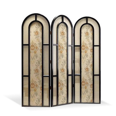 3 Panels Solid Wood Wicker Folding Room Divider