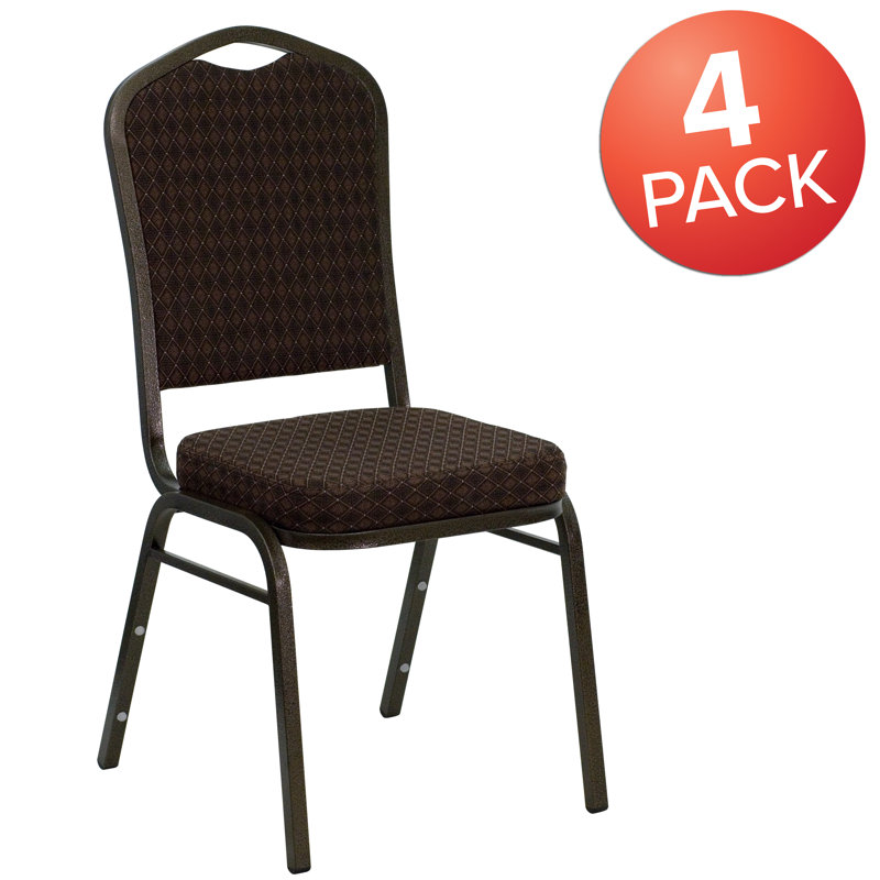 Chaise de banquet empilable Oliverson, Cadre noir, Tissu café, 4