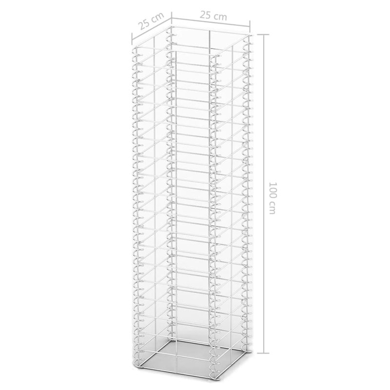 Bercht Grey Metal Gabion Basket, 25cm L x 25cm W x 100cm H