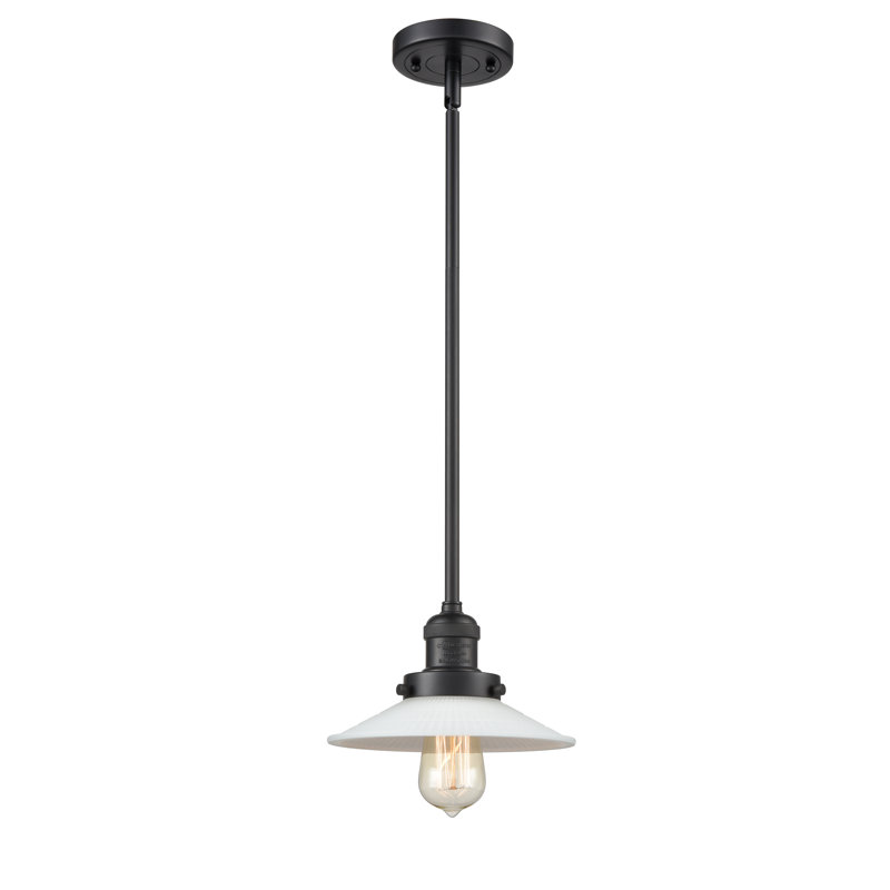 Miramontes 1 - Light Single Pendant, Matte Black, Matte White Halophane, 6 Watt Vinage LED Bulb