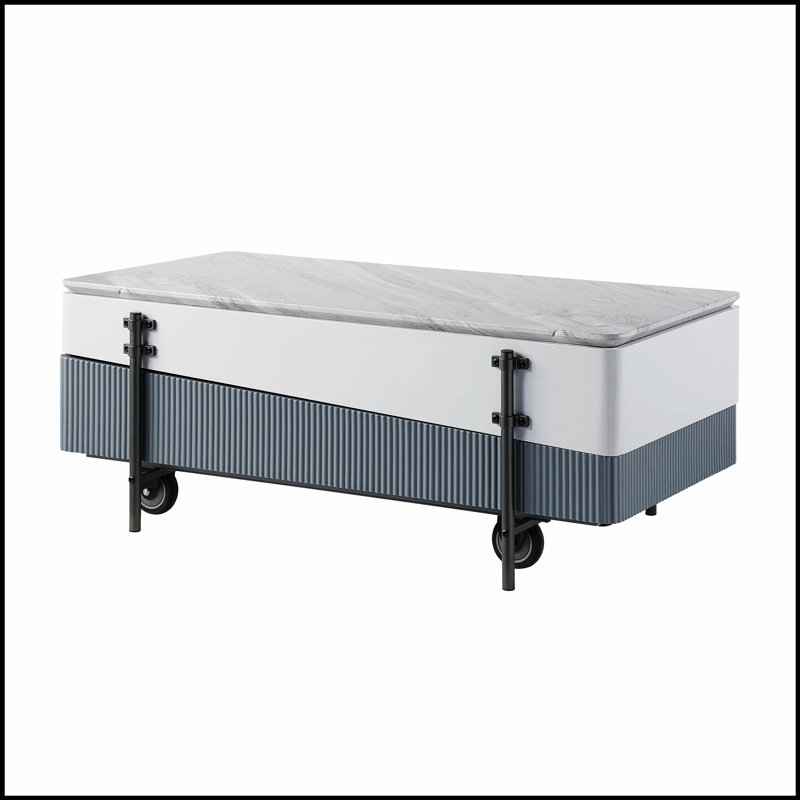 Table basse haute brillance avec plateau relevable, parfaite pour la vie moderne et un rangement amélioré