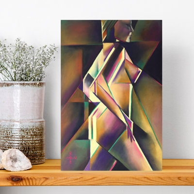 «Geometric Woman in Motion Abstract Colorful Elegant», reproduction d'art murale
