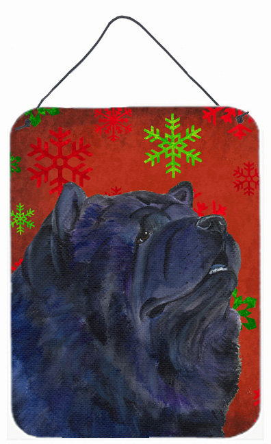 Impression sur plaque de noël des fêtes flocons de neige, Chow-chow (noir)